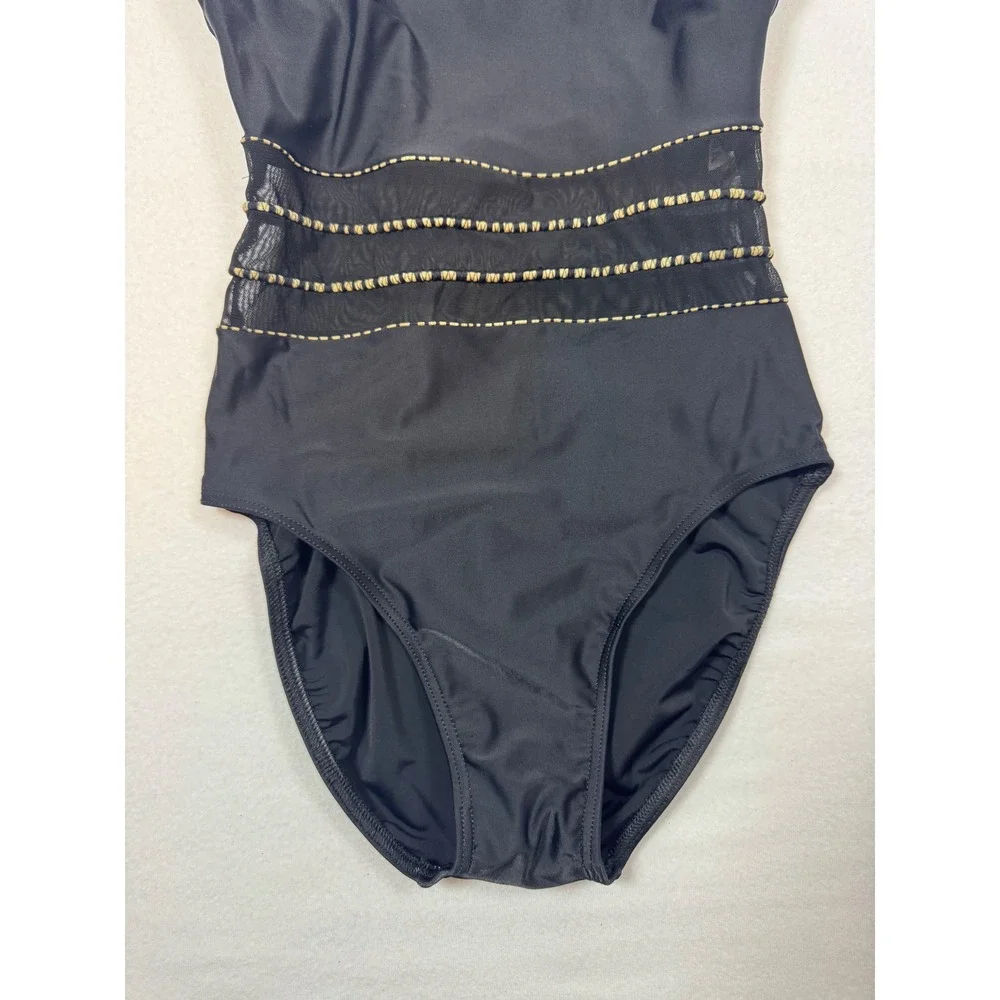 Quiet Luxury Vintage 90s Christina Mesh Insert One Piece Swimsuit‎ Womens 10